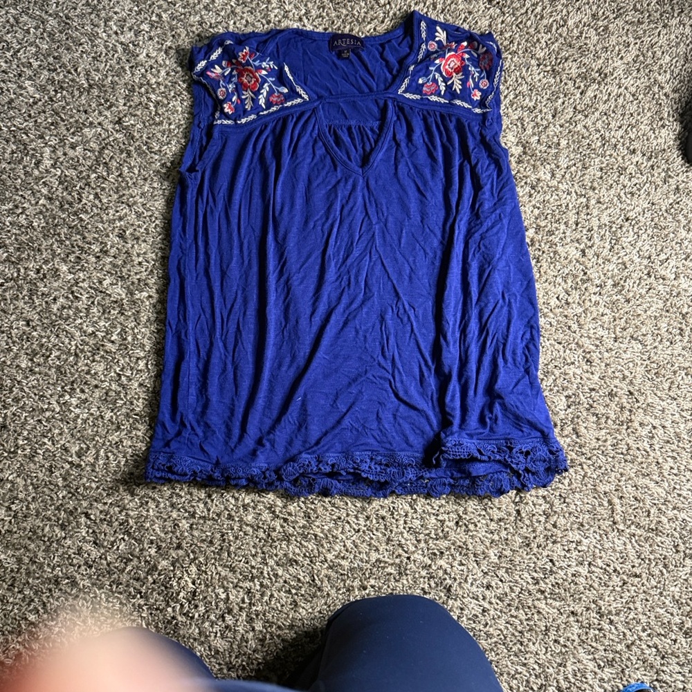 Artesia Royal Blue Embroidered Blouse